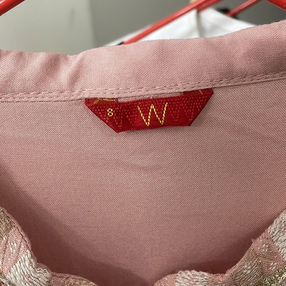 W Light Pink/Peach Dobby Kurta - Picture 15 of 17